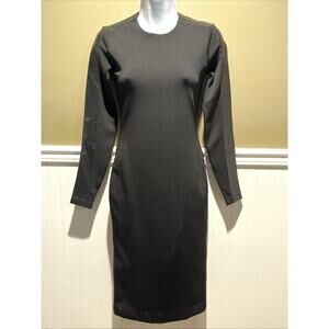 Polo Ralph Lauren Black Long-Sleeve Party Dress XS NWT Faux Leather ? Accent